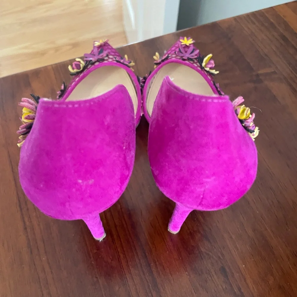 Jessica Simpson Bright Fuchsia Floral Pointed-Toe Heels - Picture 3 of 4